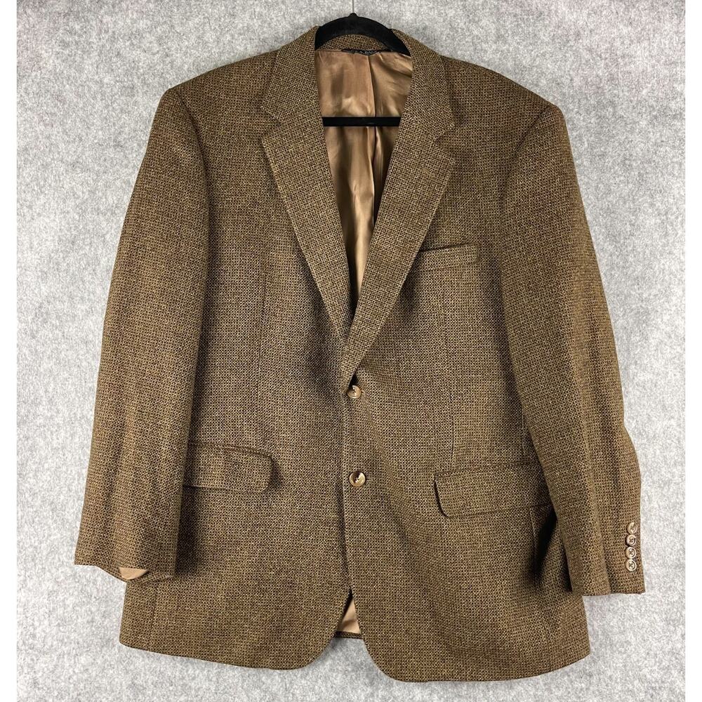 Jos A Bank Wool Cashmere Tweed Blazer Sport Coat Jacket Mens 44R Brown 2 Button